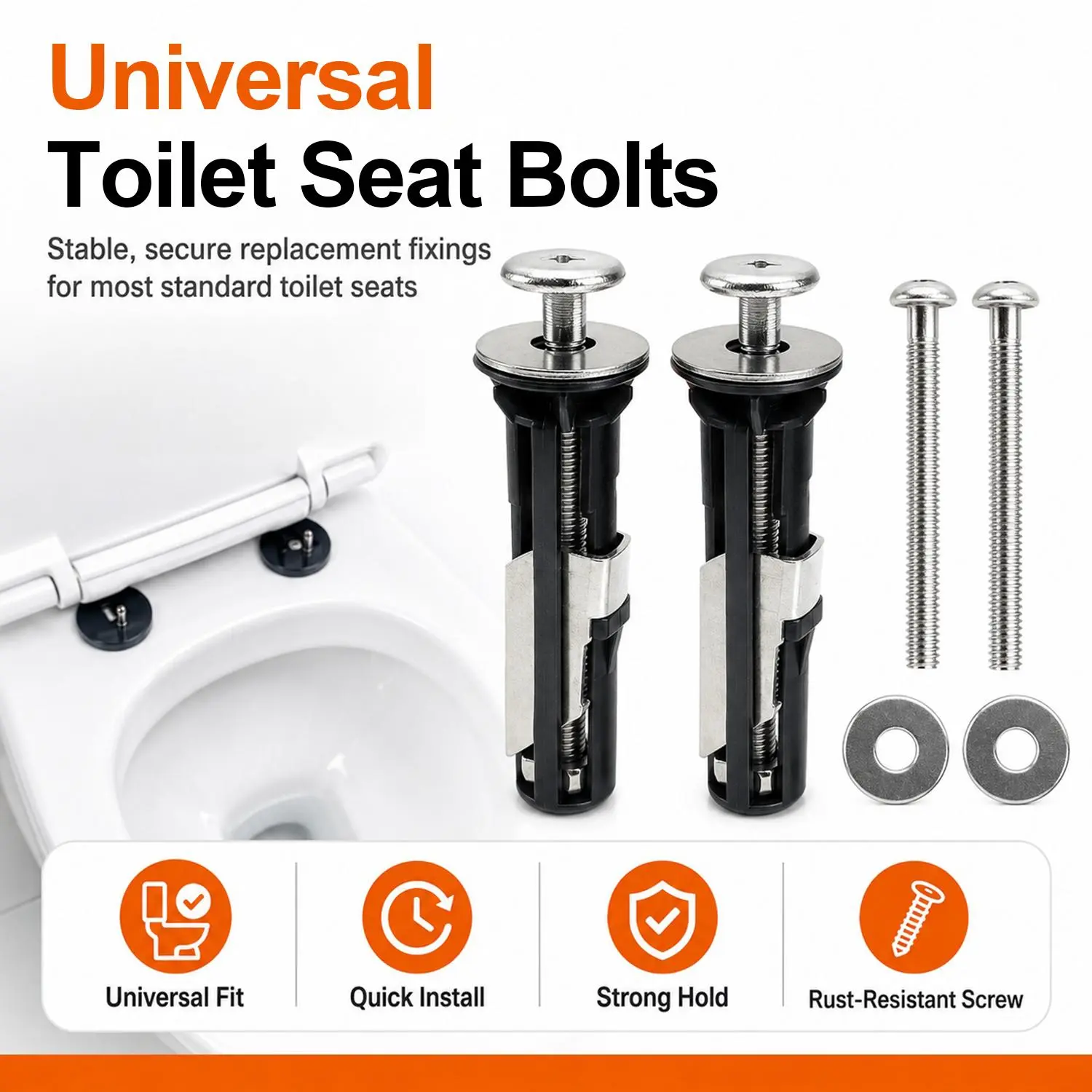 Universal Toilet Seat Bolt Kit - Quick-Release Screws, Easy-Install Repair Kit for Seat Replacement & Cover Maintenance Fixing Accessories, Toilet Repair Kit