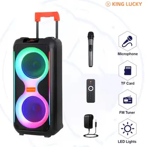 KINGLUCKY double 8 portable wireless speakerwith Wireless Microphone, Subwoofer Heavy Bass withTWs Pairing, Color Pulsating Light Effect, Wireless Speakerwith Karaoke function, Suitable for outdoor party andPerfect for Gifts