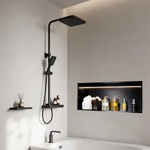 FIESONO LED Shower Niche 24" x 12" Stainless Steel Recessed Shower Shelf, No Tile Needed Wall Niche with Light – Perfect for Bathroom Storage Insert Installation! Durable Matte Black, a Must-Have for Home Essentials, Bathroom Accessories & Wall Decor