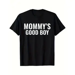 Men'S Retro Mommy'S Good Boy Graphic T-Shirt| Black with White Print, Soft Breathable, Crew Neck, Loose Fit, All-Season, Funny Gift Idea for Men