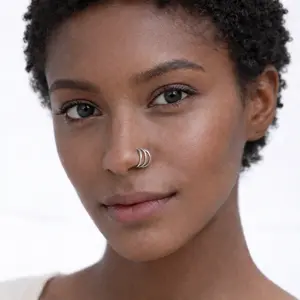 20G Triple Hoop Nose Ring 7mm-10mm Hinged Segment Clicker 316L Stainless Steel Seamless Plain Nose Jewelry Gift Box Included