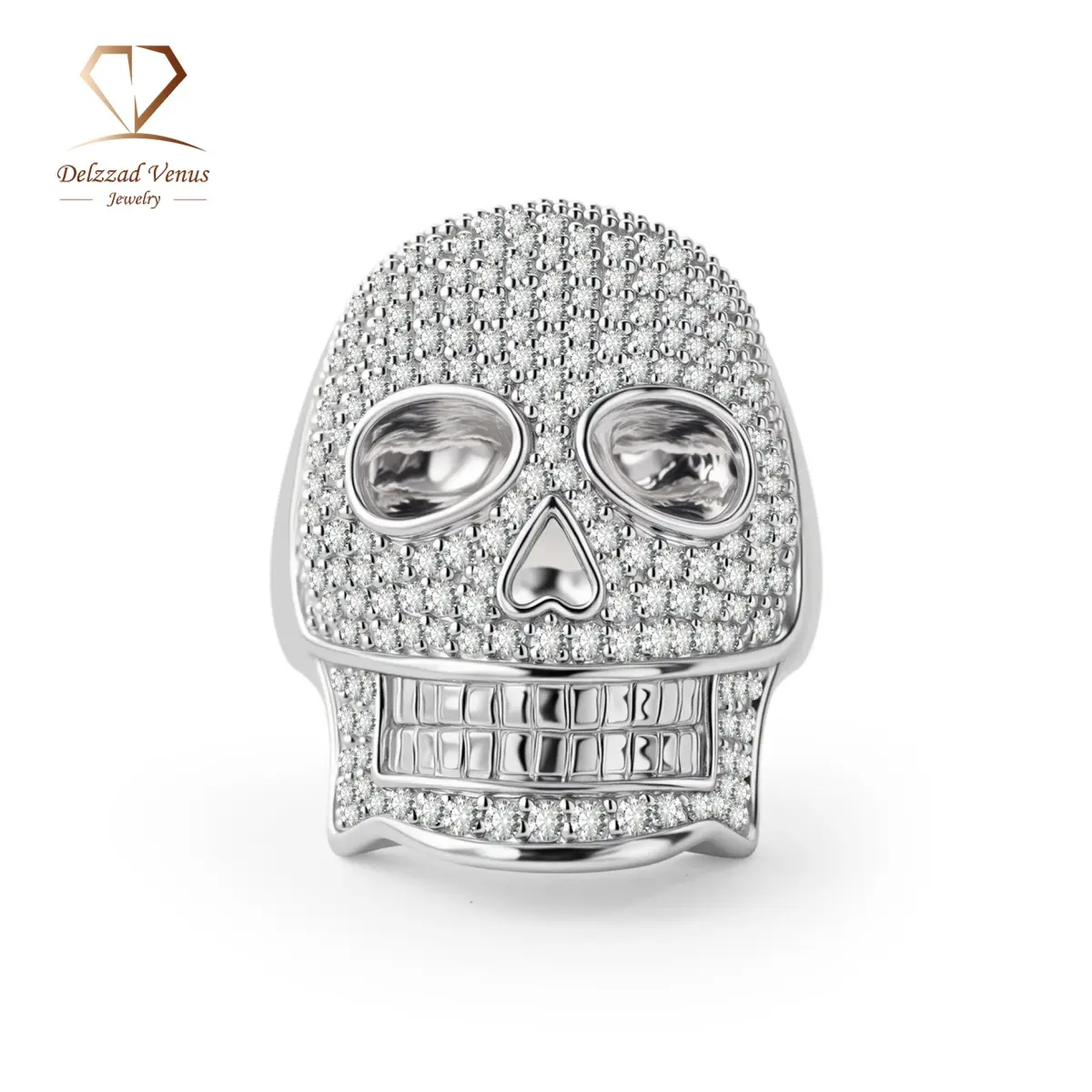 Delzzad 2.8ct Infinite Bone Ring Cool Hip Hop Rock Skull Ring VVS Synthetic Moissanite Ring Jewelry Copper Band Hip Hop Ring for Men Perfect Birthday Engagement Wedding Anniversary Christmas Valentine's Day Gift for Him