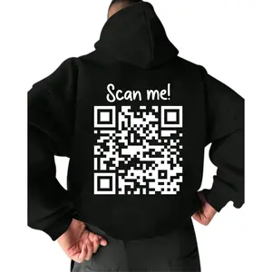 Funny Fu Qr Code Back Side Printed Hoodie Unisex Classic Cotton