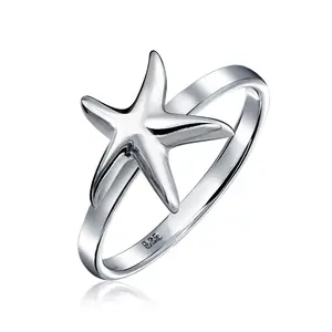 Dainty Simple Nautical Tropical Starfish Ring .925 Sterling Silver