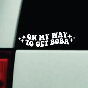 On My Way To Get Boba Car Decal Truck Bumper Sticker Window Windshield Vinyl Girls Cute