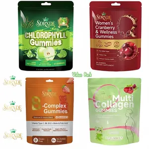 SDRXDE  4-Pack Gummies Bundle - Chlorophyll+Cranberry+B-Complex+Collagen  Women’s Daily Wellness 60 Gummies Pack Mint Flavored Nicotine Polacrilex Gum vitamin e d3 k2 smooth multivitamin combo health supplement ph balance mk7 gut cortisol flora fluid iu