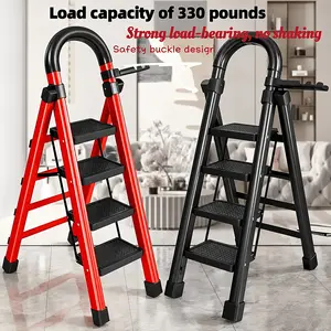[Durable Folding Ladder] 330 Lbs Capacity, Durable, Lightweight 2/3/4/5-Step Portable Folding Ladder | Heavy-Duty, Anti-Slip Pedals, Portable Multi-functional Ladder for Home And Kitchen Use, Robust Handrails