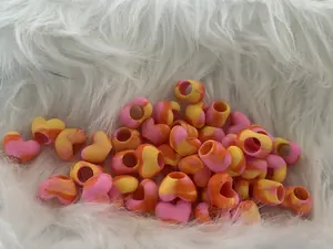 SILCONE HEART BEADS -  Purple Soft BPA-Free Hair Beads for Kids Styling with Free Rubber Bands & Bead Threader