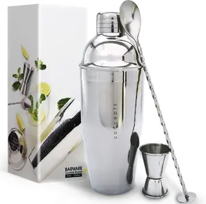 25oz  Shaker - Large Drink Shaker for  Drinks - Stainless Steel Martini Shaker with Built in Strainer, Jigger & Spoon - Professional  Shaker Set for Mixing