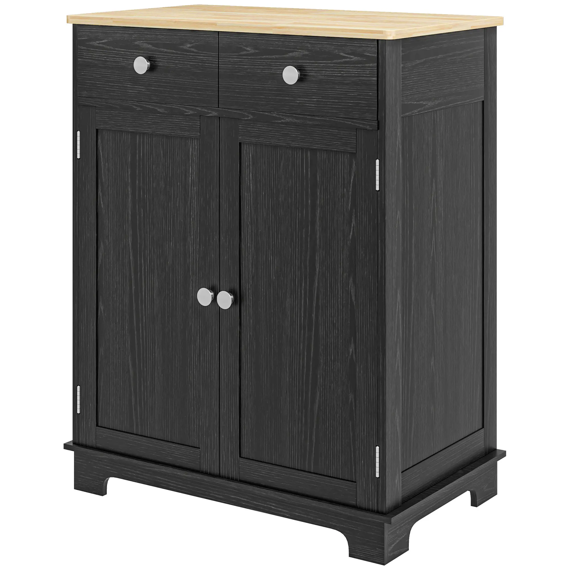 Dual Drawers & Dustproof Double-Tier Cabinet with 3-Level Adjustable Shelf Separately Stores Utensils Napkins Plates Pots and Plastic Containers to Optimize Kitchen Storage