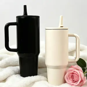 40 oz large stainless steel travel tumbler with handle, portable insulated car mug for camping, hiking, driving, and everyday life