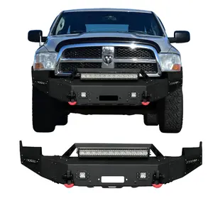 TIOYAR Steel Front Bumper Black Texture for 2009-2012 Dodge RAM 1500 with Winch Plate LED Lights 2 x D-Rings Off-Road Performance