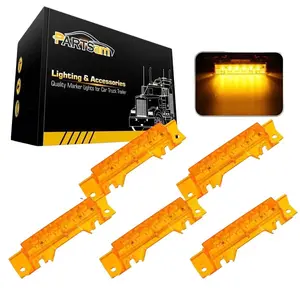 Partsam 5PCS 6LED Cab Light Truck Trailer Cab Marker Top Amber Lens Roof Running Light Reflective Lights Assembly Compatible with 2004 VN/2003-2020 VNL Trucks Waterproof