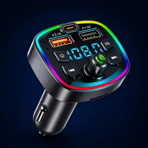 Car Bluetooth 5.0 FM Transmitter Wireless Adapter Mic Audio Receiver Auto MP3 Player 2.1A Dual USB Fast Charger Car Accessories