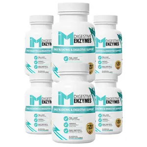 IM Digestive Enzymes - 6 Bottles | Digestive Comfort & Bloating Support | Multi-Enzyme + Probiotic Formula | Daily Capsules