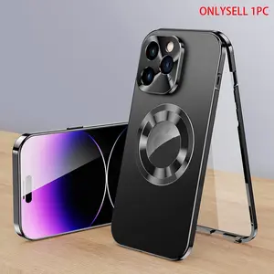 Metal Magnetic Anti-Drop Phone Case Cover for Apple iPhone 16 Pro Max 16 Pro 15 14 13 12, Durable Protection, Stylish Design