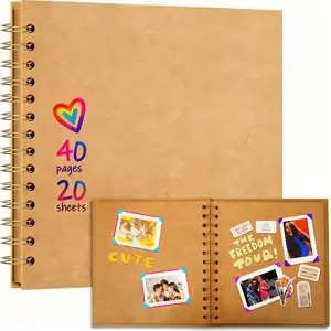 7*7 Inch Hardcover Kraft Paper Scrapbook Album, 1 Book with 40 Blank Inner Pages, Perfect for Junk Journal, Scrapbooking and Photo Album