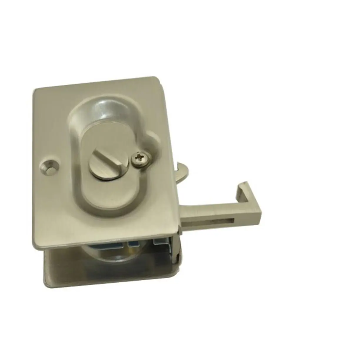 Emtek 2102US15 Interior Privacy Pocket Door Lock - Satin Nickel, Brass Construction for Garden & Lawn Spaces, Premium Door Hardware, Door Locks