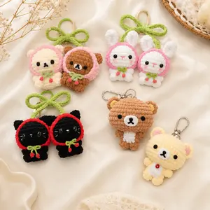Cute Crochet Bears Keychain Handmade Amigurumi Bear Bag Charm Kawaii Teddy Keyring Gift for Her Cute Backpack Charm Adorable Accessory