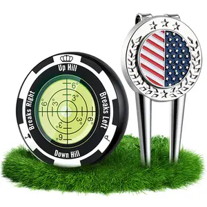 4 in 1 Golf Ball Markers & Green Reader - Golf Ball Marker with High Precision Green Reading Aid And Divot Repair Tool, Golf Accessories with Hat Clips, Gifts For Men or Women Golfers