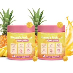 Feminine Probiotic & Prebiotic Gummies | Hawaiian Pineapple, Slippery Elm & Lactobacillus | 60ct pH Balance Supplement