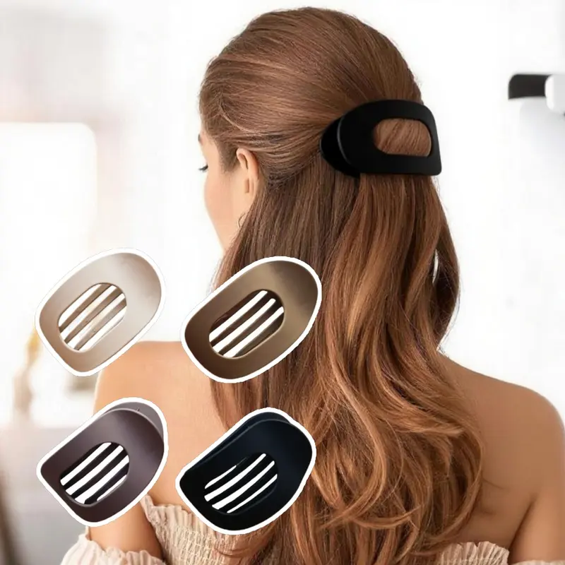 Women's Basic Minimalist Solid Color Acrylic Flat Cute Small Claw Clips, 4-Piece Set - No-Crease Strong Hold Casual Clips & Hair Pins for Thick or Thin Hair, Cute Claw Clips