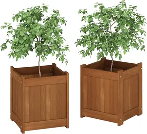 2-FG16450 Tioman Hardwood Flower Box, Two-Pack, Natural