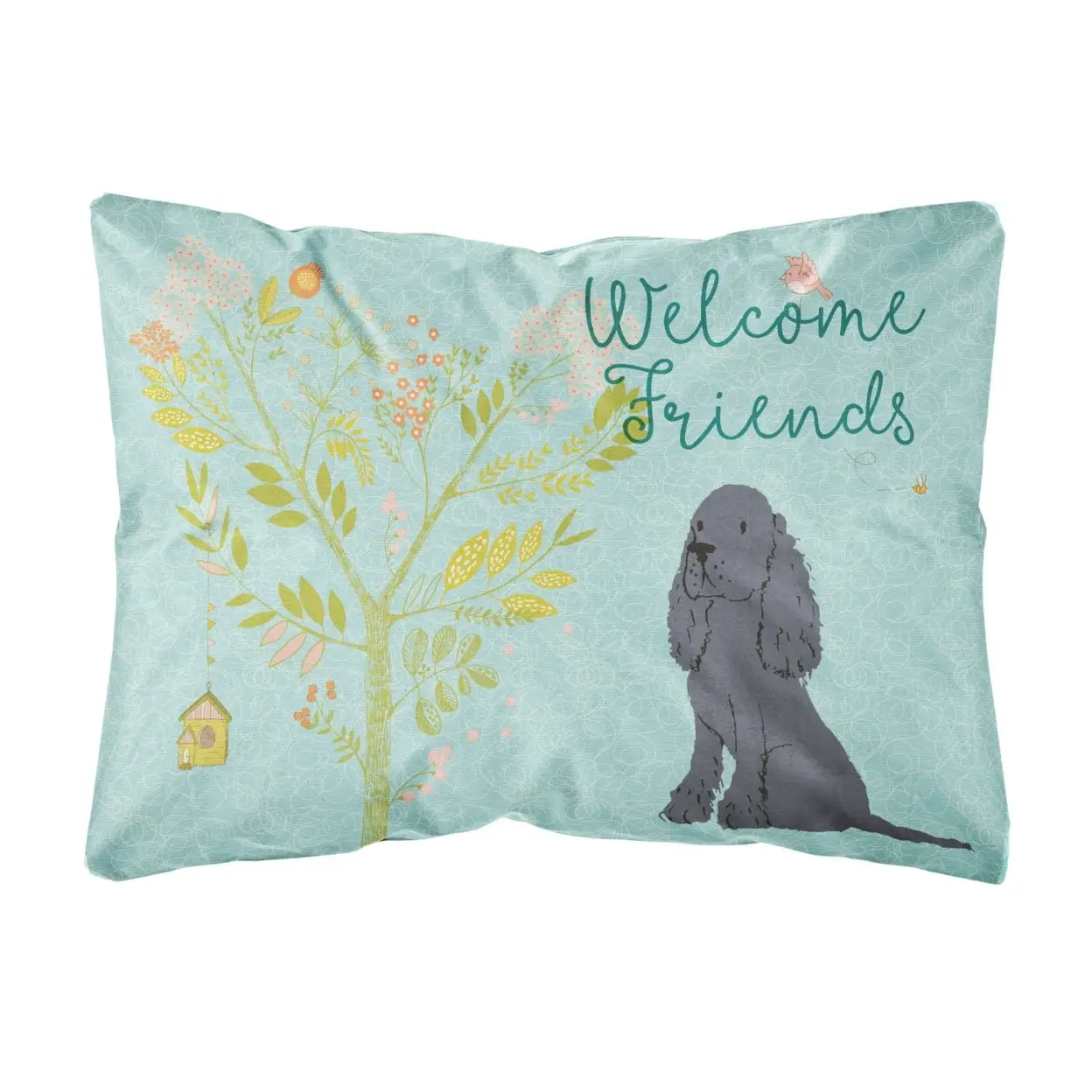 Black Cocker Spaniel Animal Design Standard Pillow, Welcome Friends Decor, Fade-Resistant, Machine-Washable, 12x16 in, for Decorating My Apartment (Textiles & Soft Furnishings, Bedding Linens, Pillows & Bed Wedges), Animal Design Standard Pillows