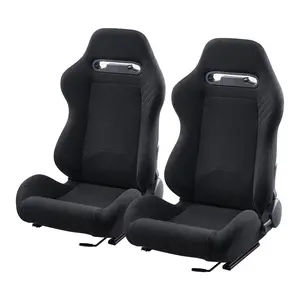 summervibes VEVOR Racing Seat, 2 Set, Adjustable Racing Cockpit with Wide Angle Reclining High-Resilience Foam, Comfortable Racing Chair with Polyester Fabric Q235B Slider, Fit for Racing Cars Go-Karts