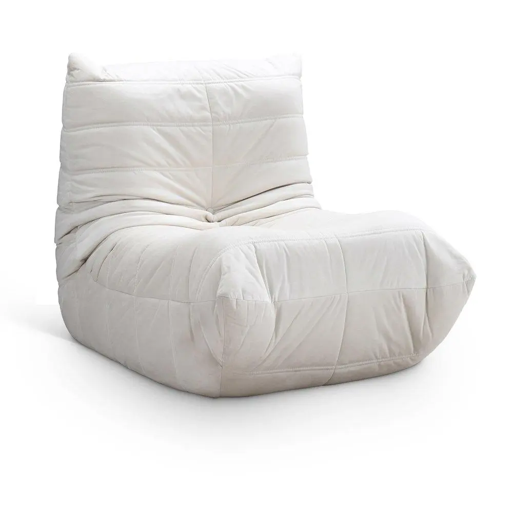 Relax Cream Velvet Upholstered Chair, Contemporary Home Decor Indoor Furniture