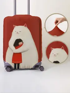 Random Cat Pattern Luggage Protector, Casual Dust-proof Travel Accessories, Elastic Luggage Cover for Women & Men, Versatile Travel Accessory, Stretch Covers