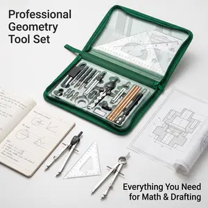 Professional Geometry Tool Set for Students, Complete Math Drafting Kit with Compass, Divider, Set Squares, Pencils, Eraser, Sharpener & Portable Storage Case