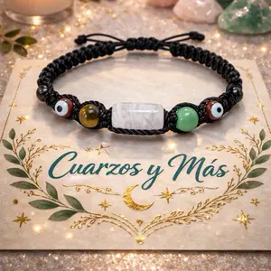 Pulcera 5 proteciones cuarzo Rosa Hilo negro