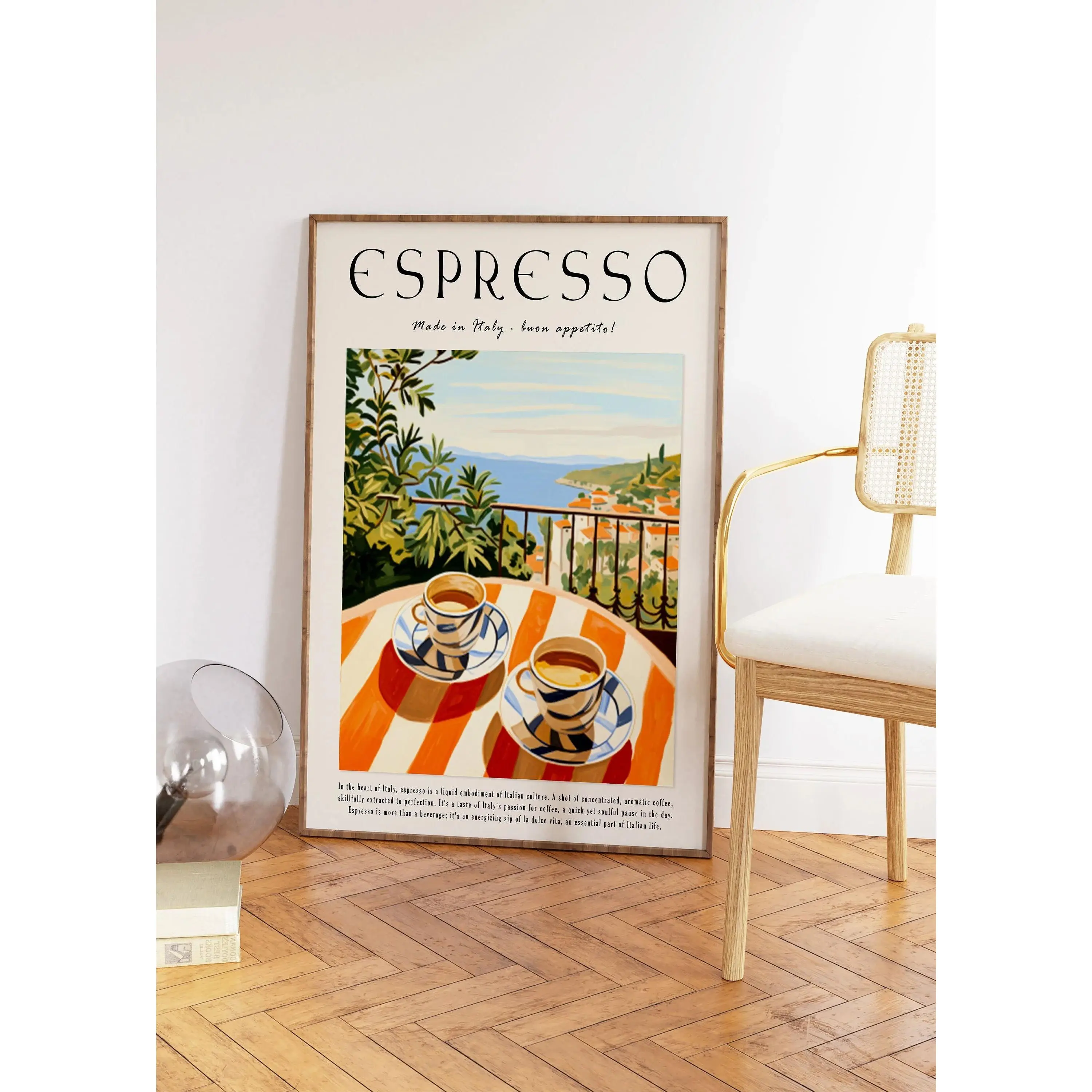 Coffee Poster, Italian Espresso Print, Kitchen Decor, Retro Coffee Art, Vintage Food Art, Food and Drink Poster