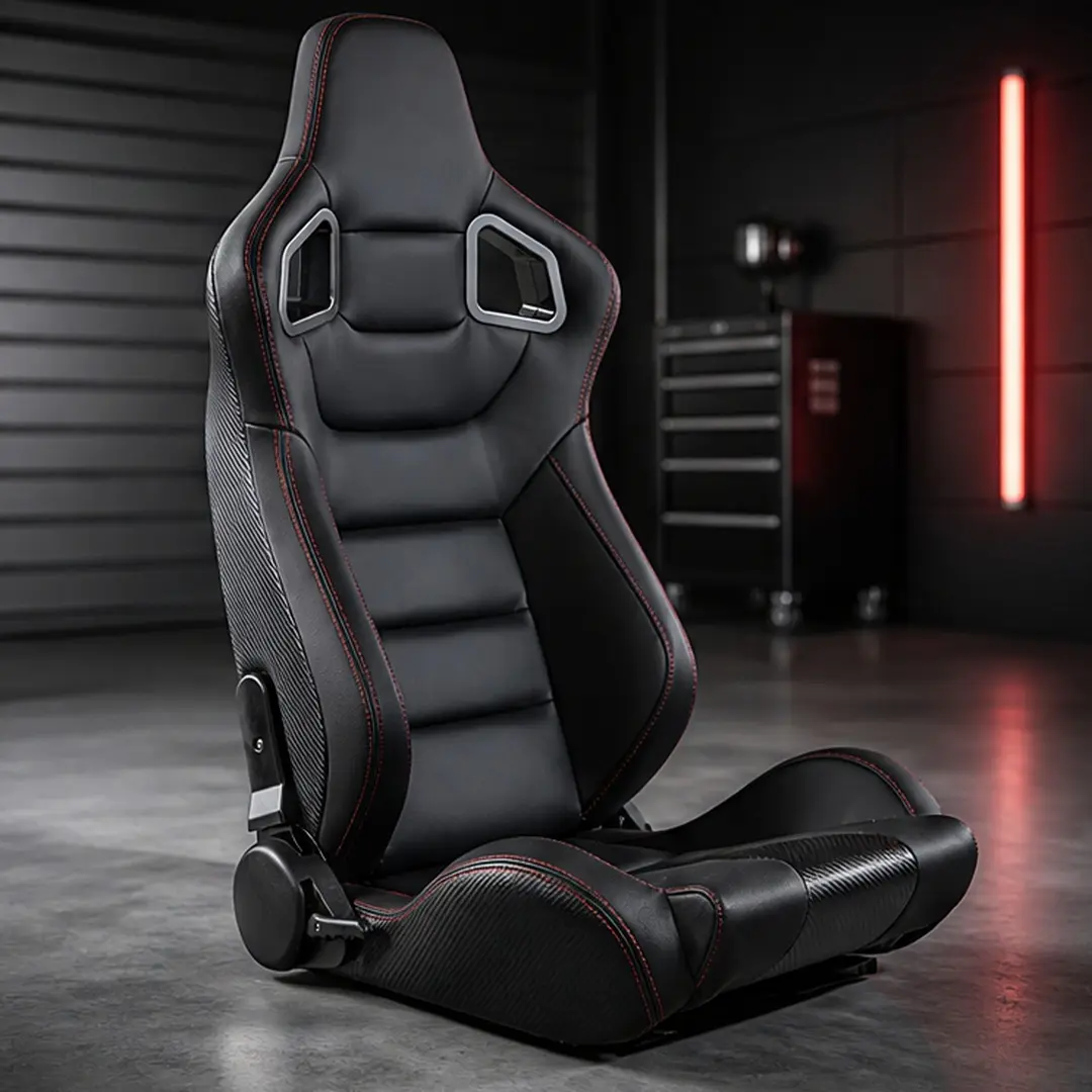 ARCH Universal Racing Seat Reclining Bucket Seat 165 Degree Adjustable Backrest High Quality PVC Leather Waterproof Black Car Seat for Most Vehicles Single Seat with Sliders, Black Color Options, PVC Material, Product Weight: 68.34 lb