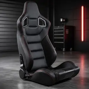 ARCH Universal Racing Seat Reclining Bucket Seat 165 Degree Adjustable Backrest High Quality PVC Leather Waterproof Black Car Seat for Most Vehicles Single Seat with Sliders, Black Color Options, PVC Material, Product Weight: 68.34 lb