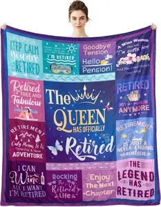 Retirement Gifts for Women Throw Fleece Blanket 60”x50” Retired Gifts for Nurse, Social Worker, Teacher Retirement Gifts for Coworker Grandma Blanket in Home Bed Sofa Chairs Dorm