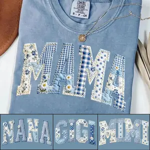 ( PRINT) Comfort Colors Mama Blue Toile Patchwork Floral Easter Shirt, Mimi Gigi Nana Chinoiserie Shabby Chic Shirt, Easter shirt - TrendWear USA