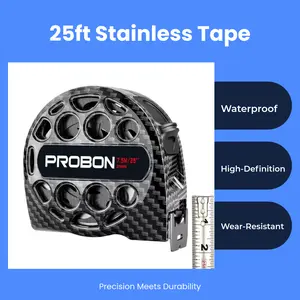 25Ft Stainless Steel Tape Measure | Hollow Thickened, Waterproof, High-Definition Inch Scale, Wear-Resistant Hook - Durable Measuring Tool for Construction & Home DIY