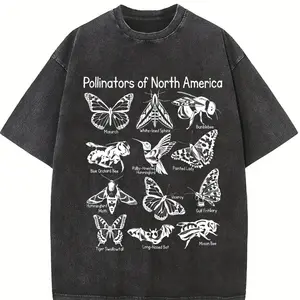 Pollinators of North America T-Shirt, Vintage 90s Wildlife Graphic Tee, Retro Butterfly Bee Moth Shirt, Y2K Naturecore Insect Lover Gift Top