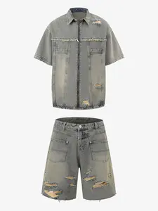 Denim Distressed Ripped Suit - 2460