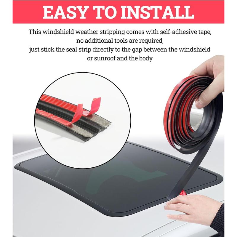 20Ft Car Windshield Rubber Seal T Shape Automotive Weather Stripping for Front Rear Windshield & Door Sealing Strip Sunroof Seal