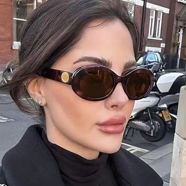 Women’s Oval Retro Sunglasses - Bold Chunky Frame with Embossed Gold Coin Temple Accents, Vintage Silhouette UV400 Protection Shades Perfect for Old Money Aesthetic and Timeless Chic Outfits