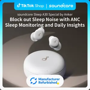 [Refurbished]soundcore Sleep A30 Special by Anker, Sleep Earbuds, ANC, Passive Isolation, Snore Masking, Extensive Sleep Audio, Ultra Comfort for Side Sleepers, 8-10H Playtime