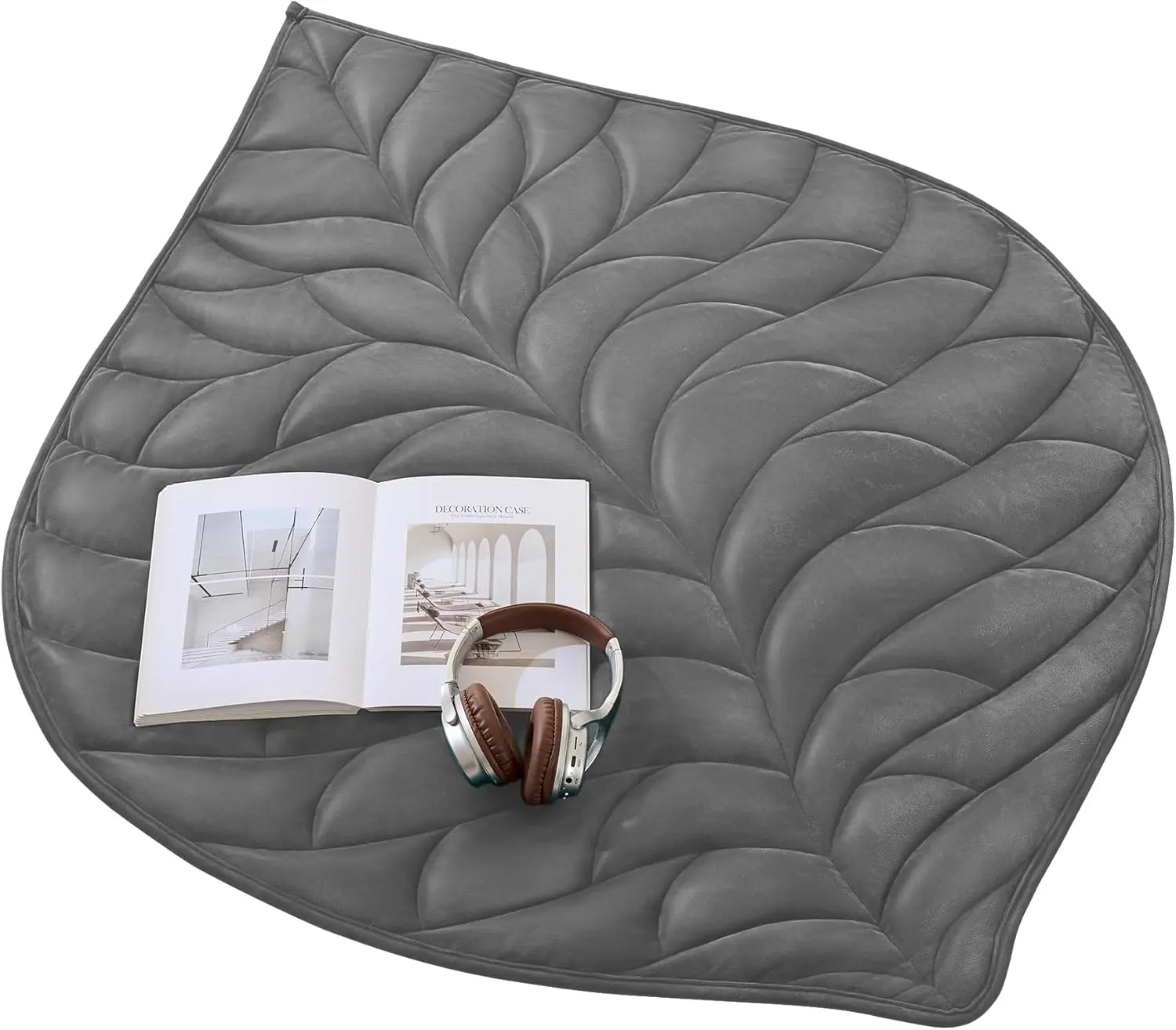 Weighted Lap Blanket 5 lbs 23"×29", Luxury Soft Small Weighted Lap Pad for Adults, Portable Travel Leaf Weighted Throw Blanket for Relaxation, All-Season Use Machine Washable Deep Gray