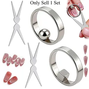 1 Set Ring Magnet for Nails, New Ring-Shaped Cat Eye Magnet for Nails, Strong Nail Magnet Tool, Manicure Art, For Cat-Eye Gel Nails, For Home DIY, Beginners & Nail Artists