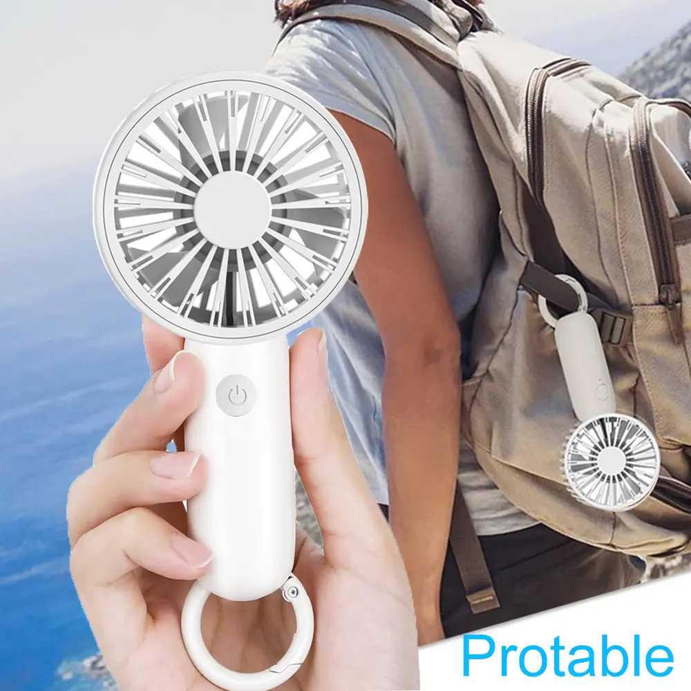 Portable Handheld Turbo Fan, 3 Speed Adjustable with LED Display, High-Power Motor, Rechargeable Battery, Pocket Design Mini Fans for Indoor/Outdoor/Travel/Work, White