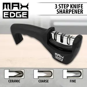 Max Edge 3 Step Knife Sharpener - Sharpen, Repair, Polish