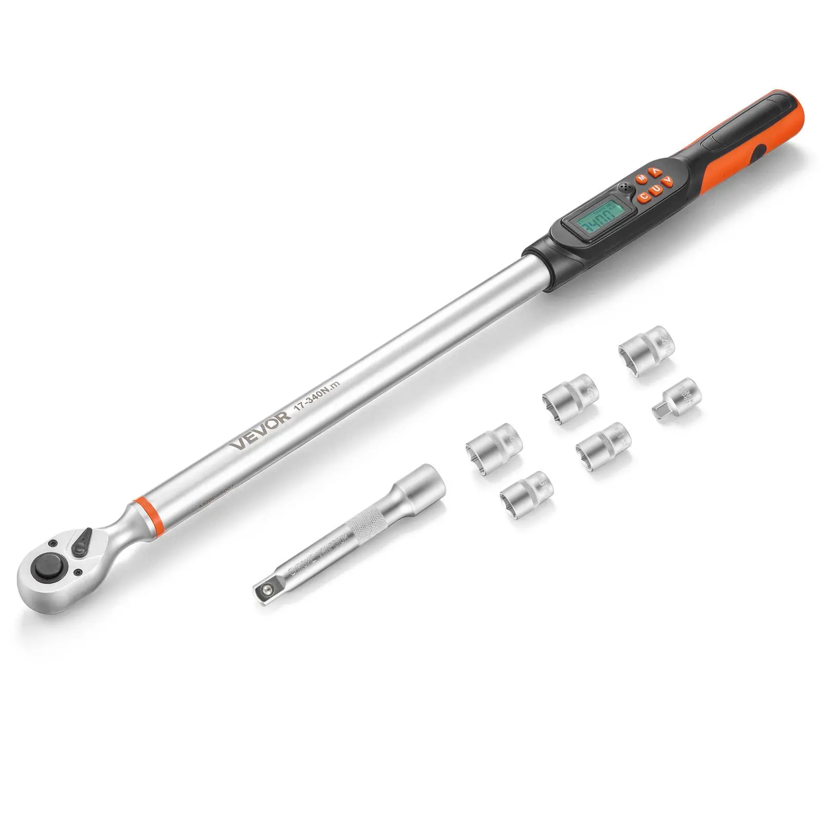 【summerfinds】VEVOR Torque Wrench Set 1/2" Drive Digital Torque Wrench 4 Display Units, ±2% Accuracy, LCD Screen, with Buzzer and LED Indicator, with Sockets, Extension Bar, Adapter, for Automotive Repair