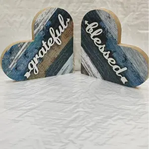 2 Pcs Heart-shaped Rustic Table Decorations for Living Room Home Decor Farmhouse Valentines Day Centerpiece Small Love Wooden Heart Decor for Dining Room Shelf Valentines Gift Decoration (6 inch) - Home Improvement.